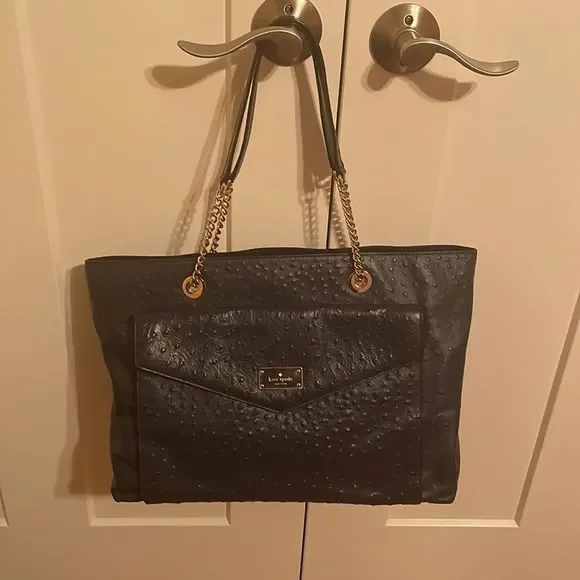 Kate Spade Embossed Leather Bag in Navy